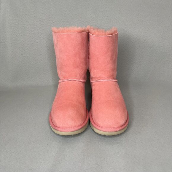 Women's Ugg Boots Size 7 Pink Bailey Bow Suede Wool Coquette Sold Out 1016225 - Picture 7 of 14